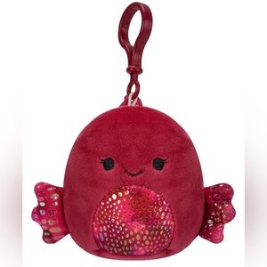 Squishmallows 3.5"" Clip-On Barella The Beta Fish, Small, Red #1